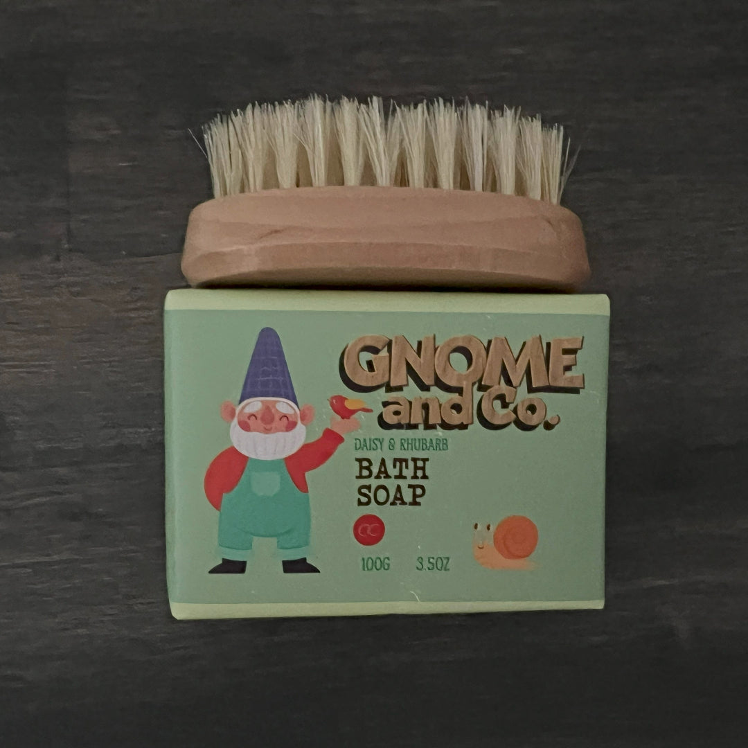 Gnome soap bar and brush  - Daisy and rhubarb fragrance